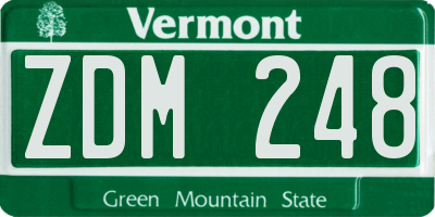 VT license plate ZDM248