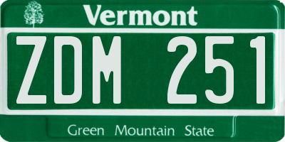VT license plate ZDM251