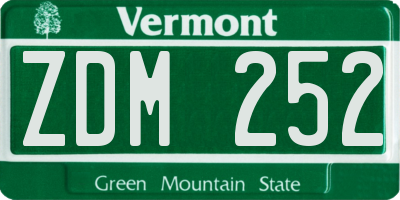 VT license plate ZDM252