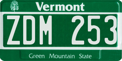 VT license plate ZDM253