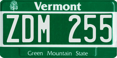 VT license plate ZDM255