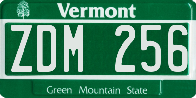 VT license plate ZDM256