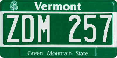VT license plate ZDM257