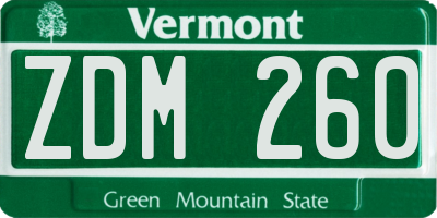 VT license plate ZDM260