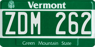 VT license plate ZDM262