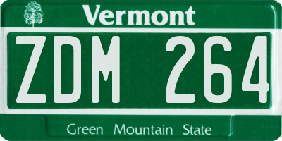 VT license plate ZDM264