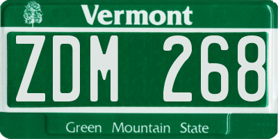 VT license plate ZDM268