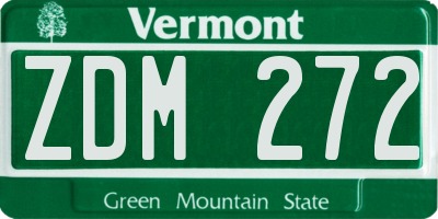 VT license plate ZDM272