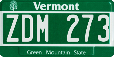 VT license plate ZDM273