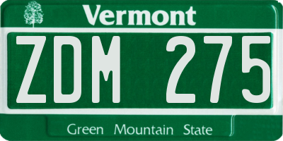 VT license plate ZDM275