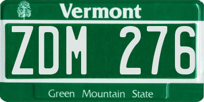 VT license plate ZDM276