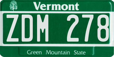 VT license plate ZDM278