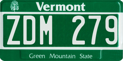 VT license plate ZDM279