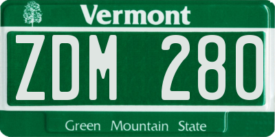 VT license plate ZDM280