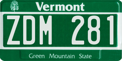 VT license plate ZDM281