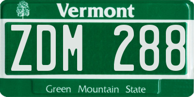 VT license plate ZDM288