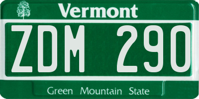 VT license plate ZDM290
