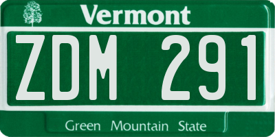 VT license plate ZDM291