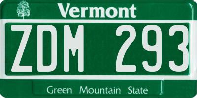 VT license plate ZDM293