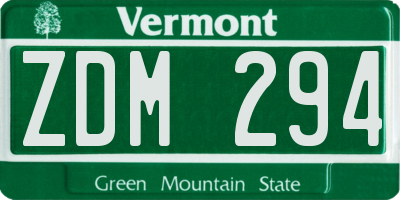 VT license plate ZDM294