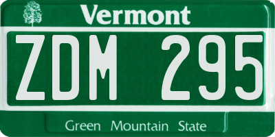 VT license plate ZDM295