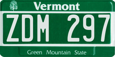 VT license plate ZDM297