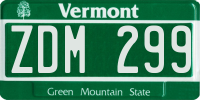 VT license plate ZDM299