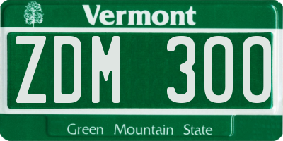 VT license plate ZDM300