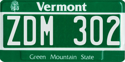 VT license plate ZDM302
