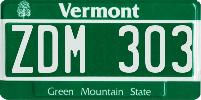 VT license plate ZDM303