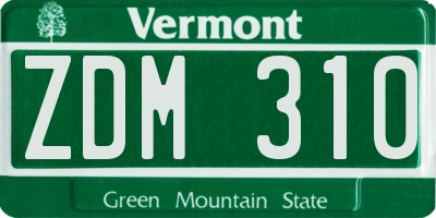 VT license plate ZDM310