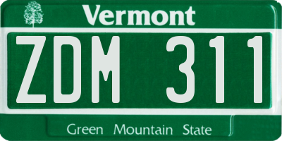 VT license plate ZDM311