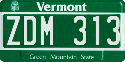 VT license plate ZDM313
