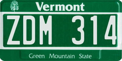 VT license plate ZDM314