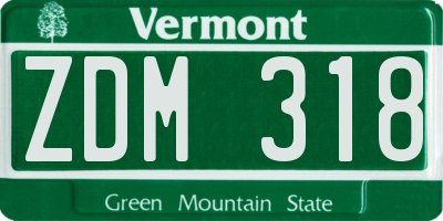 VT license plate ZDM318