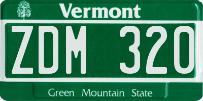 VT license plate ZDM320