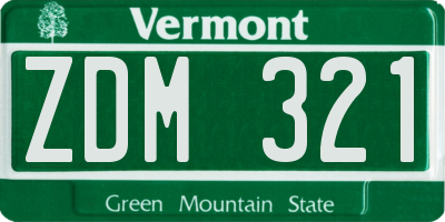 VT license plate ZDM321