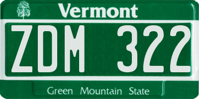 VT license plate ZDM322