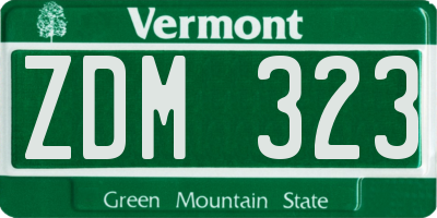 VT license plate ZDM323