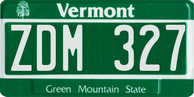 VT license plate ZDM327