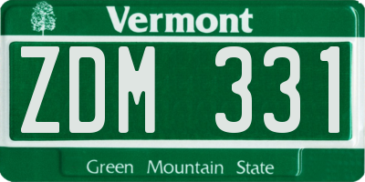 VT license plate ZDM331
