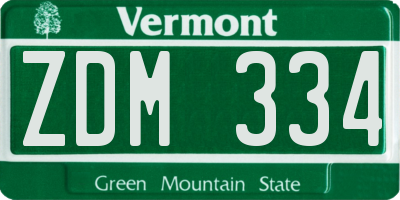 VT license plate ZDM334