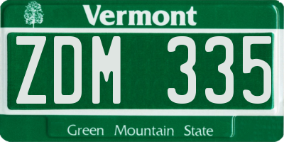 VT license plate ZDM335