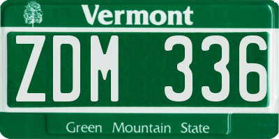 VT license plate ZDM336