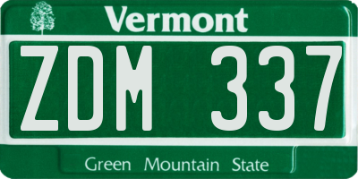 VT license plate ZDM337