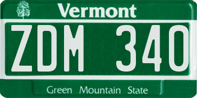 VT license plate ZDM340