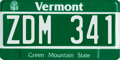 VT license plate ZDM341