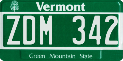 VT license plate ZDM342