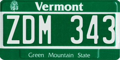 VT license plate ZDM343