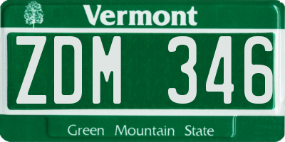 VT license plate ZDM346